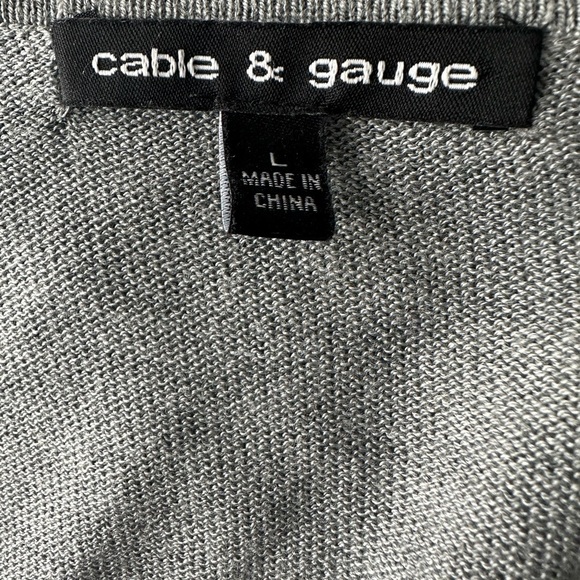 Cable & Gauge L gray & black striped long sleeve open-front cardigan - Picture 6 of 10